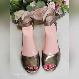 Louise et Cie Metallic Open-Toe Heels